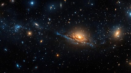Poster - Dark sky concept. A stunning view of a galaxy surrounded by countless stars in the night sky.