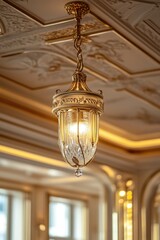 Poster - A decorative fixture suspended from the ceiling of an interior space, often used for lighting