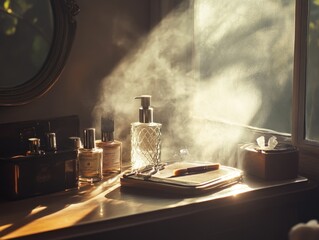 Poster - A table filled with various perfume bottles
