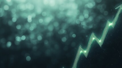 Leinwandbilder - Abstract image of a rising graph line over a blurred, greenish background.