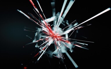 Poster - Abstract Red and White Geometric Explosion
