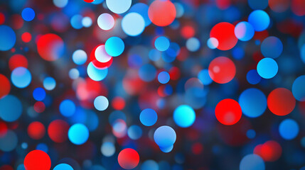 Abstract red blue bokeh lights background festive design blurred circles art glow vivid shiny night