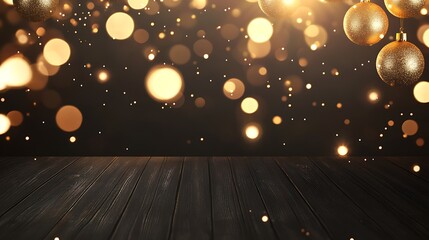 Fototapete - Shimmering golden lights with a dark background create a festive atmosphere.
