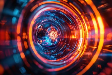 Poster - abstract technology background featuring a glowing energy core surrounded by intricate digital circu