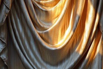 Poster - Close-up of a curtain with a light shining on it