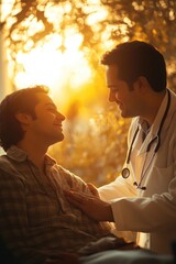 Aufkleber - A doctor examines a patient's chest in a medical setting