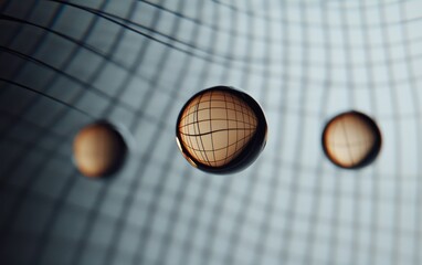 Poster - Abstract Composition of Three Spheres with Intricate Patterns