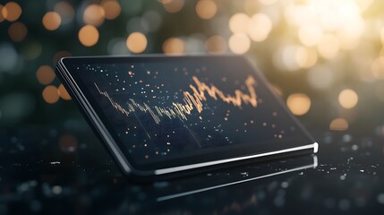Leinwandbilder - Modern device displaying a stock market chart with a vibrant background.