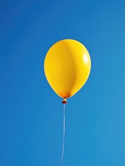 Aufkleber - A bright yellow balloon floating high above the blue sky