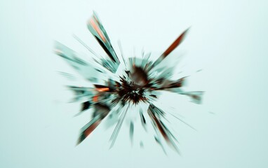 Poster - Abstract Burst of Fragmented Shapes in Teal Black and Orange