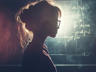 Aufkleber - A teacher standing in front of a chalkboard, ready to teach