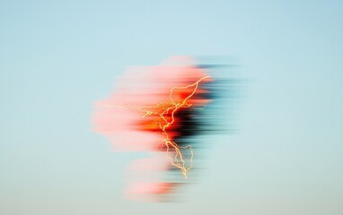 Poster - Abstract Motion Blur in Pink and Orange Hues Against a Light Blue Sky