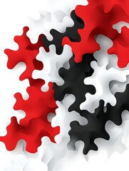 Aufkleber - Abstract mosaic pattern illustration with red, white, and black shapes