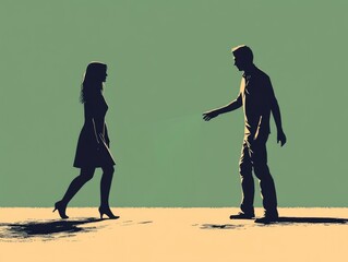 Poster - A pair of people enjoying a stroll along the shore