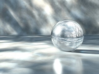 Aufkleber - A clear glass ball sits atop a table, providing a beautiful decorative piece