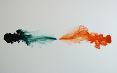 Poster - Teal And Orange Ink Abstract Art On White Background