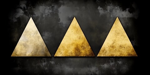 Poster - Golden triangles array with grunge texture against a dark backdrop