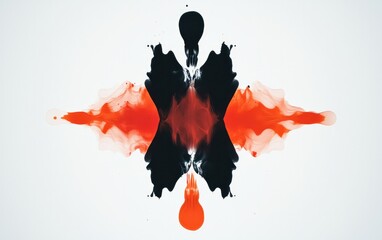Poster - Abstract Ink Blot Art: Symmetrical Red and Black Shapes on White