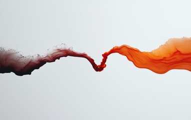 Poster - Abstract Red and Orange Liquid Flow on White Background