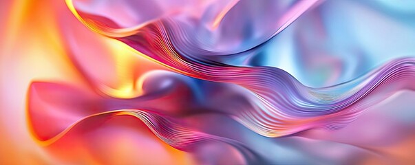 Poster - 3D abstract art background concept. Vibrant abstract fabric waves in a spectrum of colors, creating a dynamic visual experience.