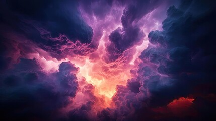 Aufkleber - Dark sky concept. A dramatic sky filled with colorful swirling clouds during a stunning twilight.