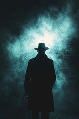 Poster - A person dressed in a hat and trench coat, perfect for detective or spy themed illustrations