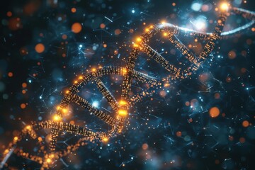 Poster - a futuristic digital dna double helix with interconnected nodes, symbolizing genetic research, biote