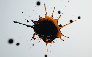 Poster - Dark Brown Liquid Splash Against Light Gray Background