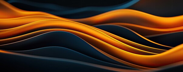 Poster - 3D abstract art background concept. Abstract wave patterns in orange and blue create a dynamic visual experience.