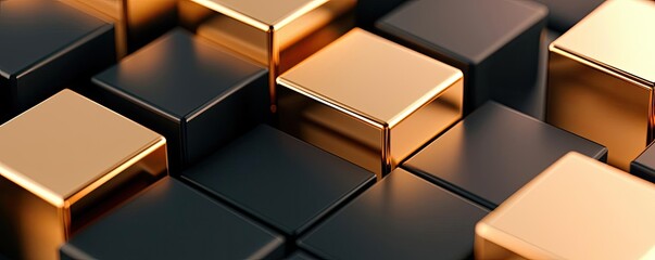 Aufkleber - Geometric pattern design abstract background idea. Abstract composition of gold and black geometric shapes for modern designs.