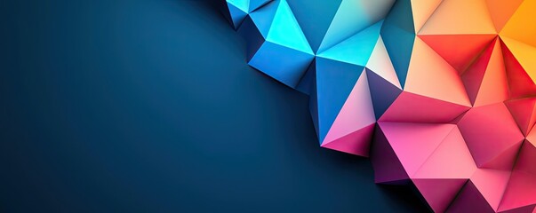 Poster - Geometric shapes illustration abstract background idea. A vibrant abstract background featuring colorful geometric shapes and a dark blue backdrop.