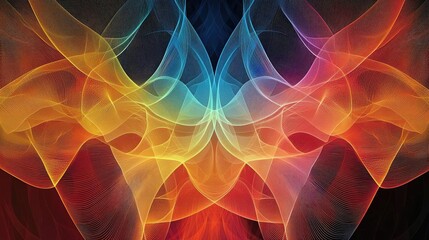 Poster - Geometric pattern design abstract background idea. An abstract colorful design featuring vibrant digital waves and flowing shapes.
