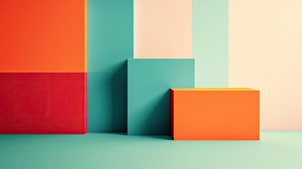 Poster - Geometric shapes illustration abstract background idea. Abstract geometric shapes creating a vibrant and colorful composition.