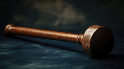 Poster - A wooden mallet resting on a table surface, ready for use
