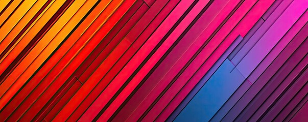 Poster - Geometric pattern design abstract background idea. Vibrant diagonal lines in a rainbow of colors creating a dynamic abstract background.