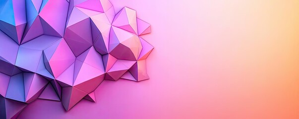 Poster - Geometric shapes illustration abstract background idea. A vibrant abstract polygonal landscape featuring shades of pink and blue.