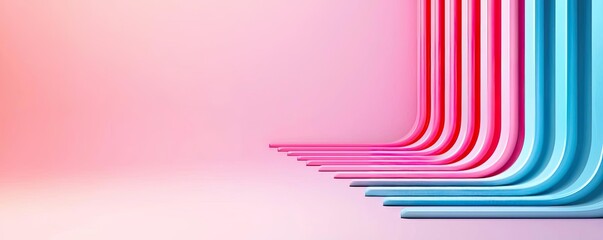 Poster - Geometric shapes illustration abstract background idea. A colorful abstract background with curved lines in pink and blue tones.