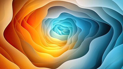 Poster - 3D abstract art background concept. A vibrant abstract design featuring a swirling pattern of orange and blue hues.