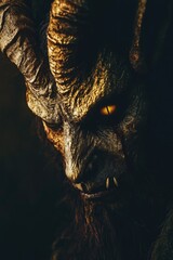 Poster - A close-up view of a horned animal's face, suitable for wildlife or fantasy themed designs