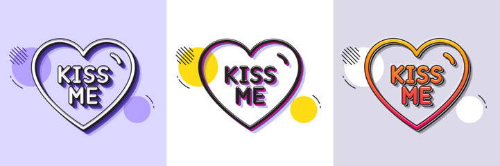 Poster - kiss me line icon. halftone dotted pattern. gradient icon with grain shadow. sweet heart sign. valen