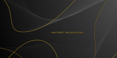 Wall Mural - abstract dark 3d background with gold lines pattern. simple wave line element modern design. eps10 v