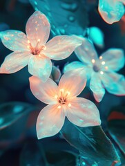 Poster - A close-up shot of a bunch of white flowers, suitable for use in designs and arrangements where simplicity is key
