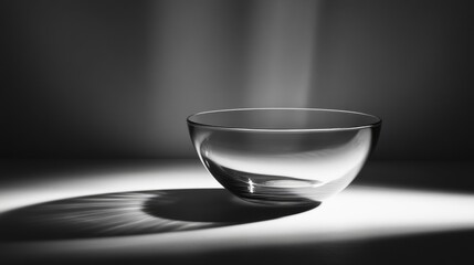 Poster - A clear glass bowl placed on a table, perfect for decorative or serving purposes
