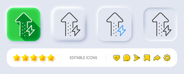 Poster - energy line icon. neumorphic, flat shadow, 3d buttons. thunderbolt sign. power consumption symbol. l