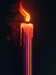 Poster - A single lit candle with a warm flame emerging from the top, suitable for use in decorative or symbolic contexts
