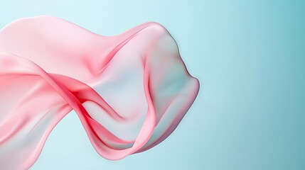 Poster - Abstract art background concept. A delicate pink silk fabric flowing gracefully against a soft blue background.