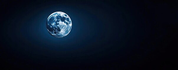 Poster - Dramatic nighttime abstract background concept. A stunning view of the blue moon shining brightly in a dark night sky.