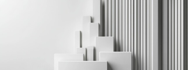Poster - The interior design of a white room with a window embodies a futuristic and minimalist abstract architectural style