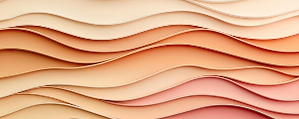 Poster - Abstract art background concept. Abstract layered paper waves in soft peach, cream, and coral shades for creative projects.