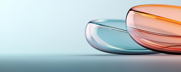 Poster - Abstract art background concept. Colorful glass bowls reflecting light in a modern, minimalist setup.